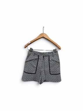 INTERMIX Black and White Geometric High-Waist Shorts